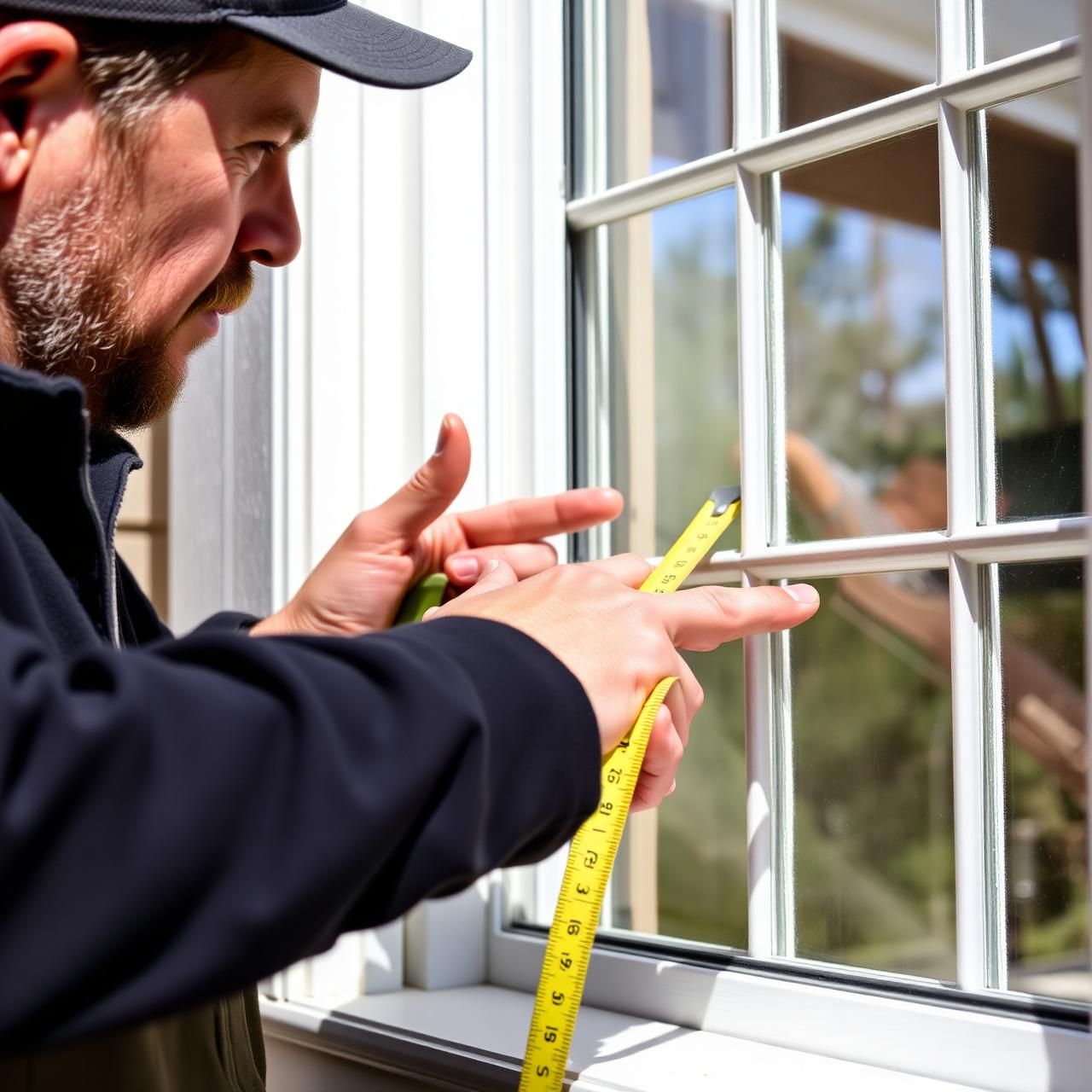 Craftsman measuring a window for replacement